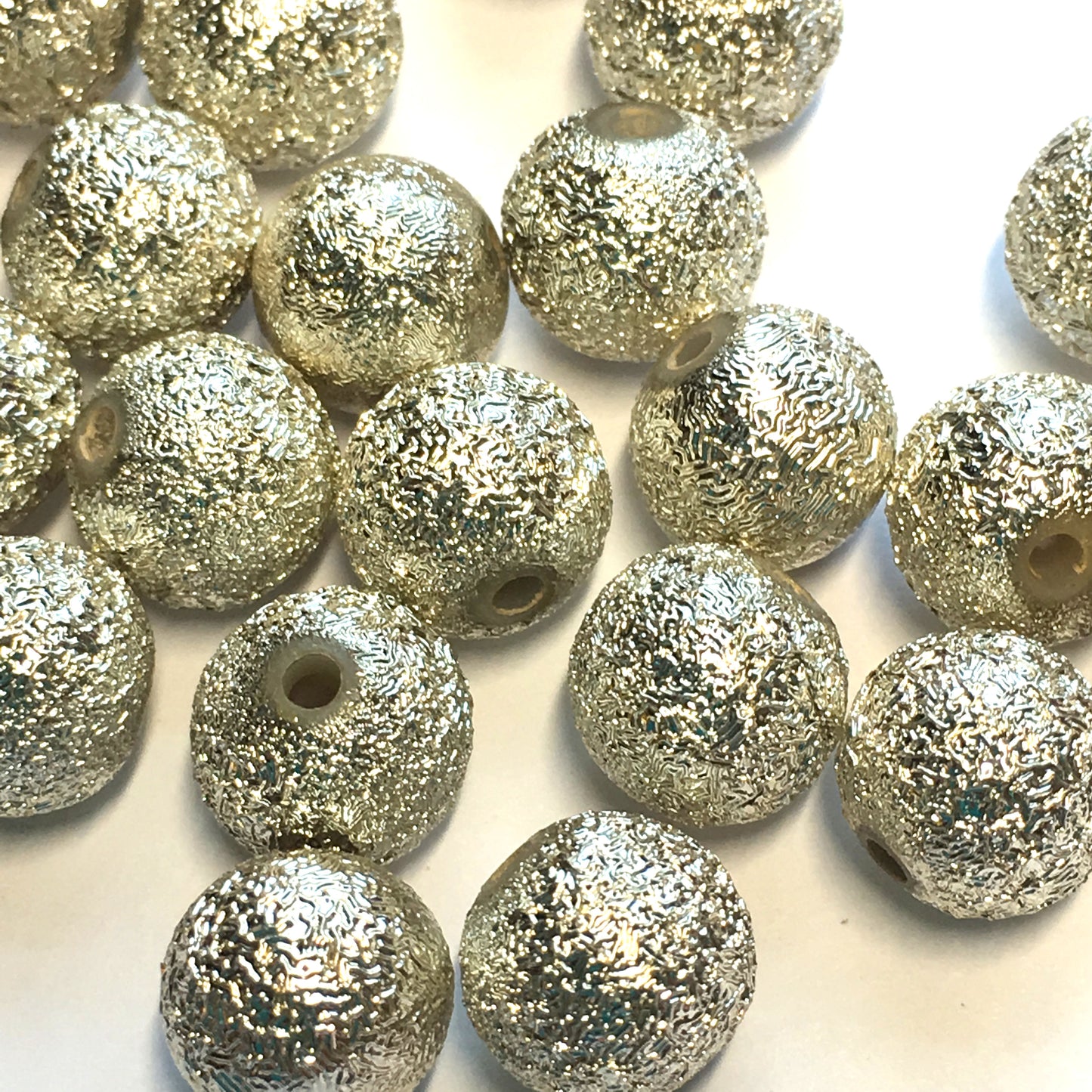 Gold (Pale) Stardust Acrylic Round Beads, 8 mm - 23 or 28 Beads