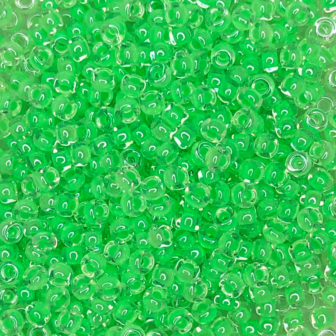 Miyuki 11-1120   11/0 Luminous Mint Green Lined Transparent Crystal Seed Beads - 5 or 10 gm