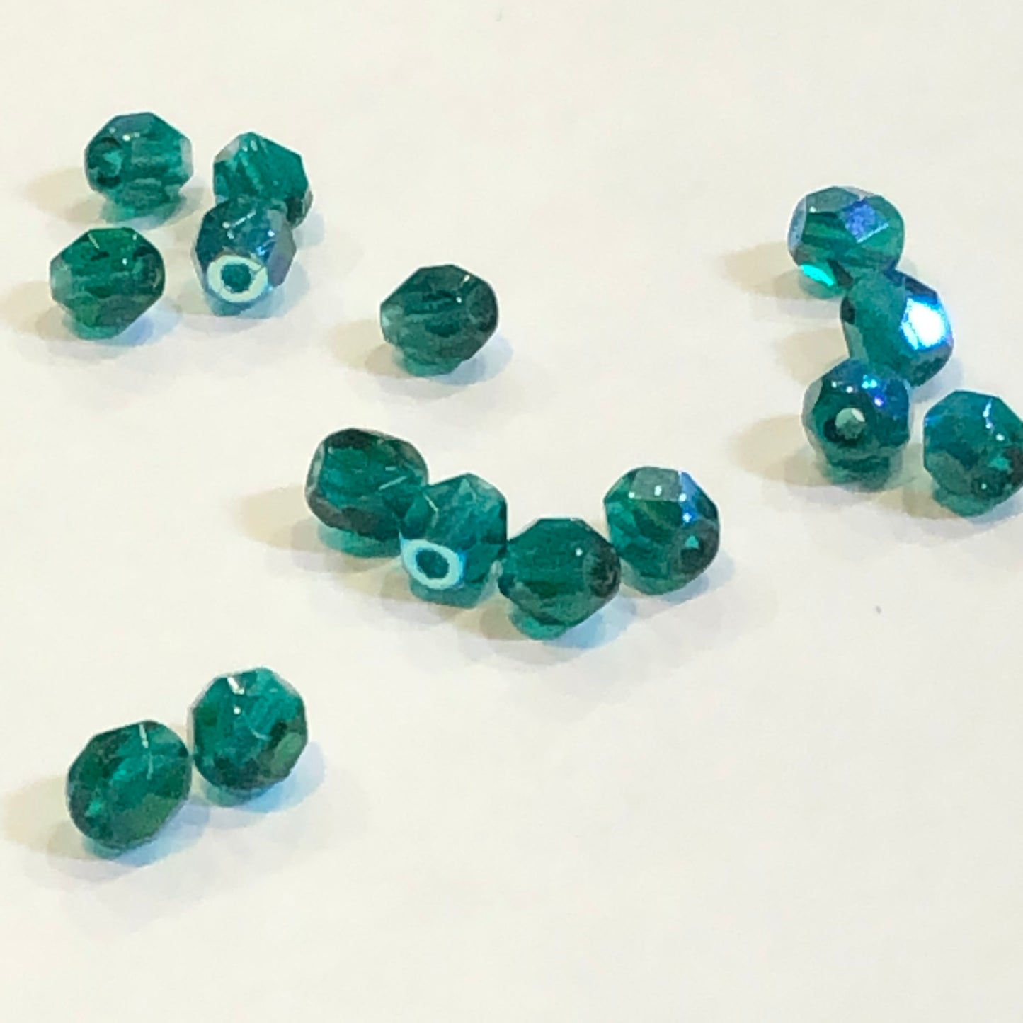 Czech Fire Polish 04X-5014 Emerald Green AB Faceted Round Glass Beads, 4 mm - 50 Beads