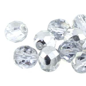 Czech Fire Polished Crystal Labrador Faceted Round Beads, 6 mm - 25 Beads