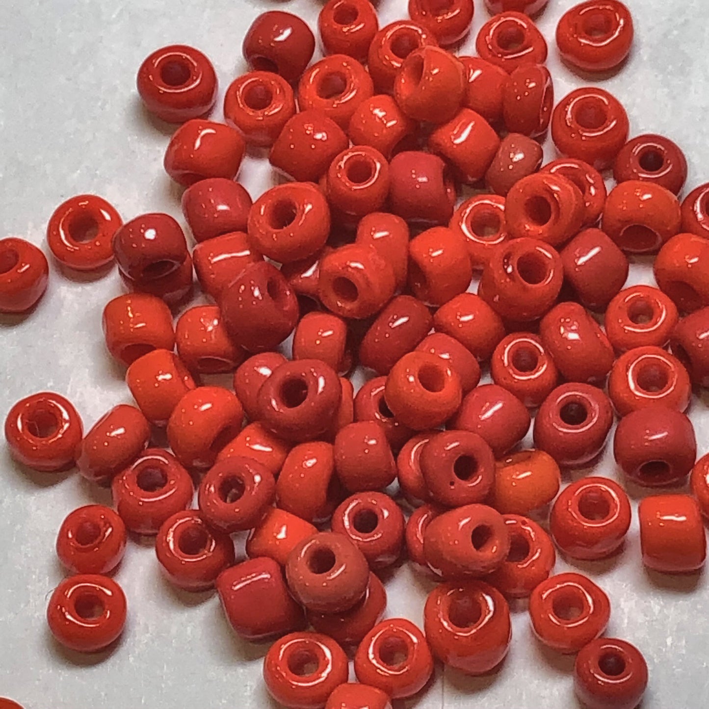 6/0 Shades of Opaque Bright Red Seed Bead, 4.5 or 5 gm