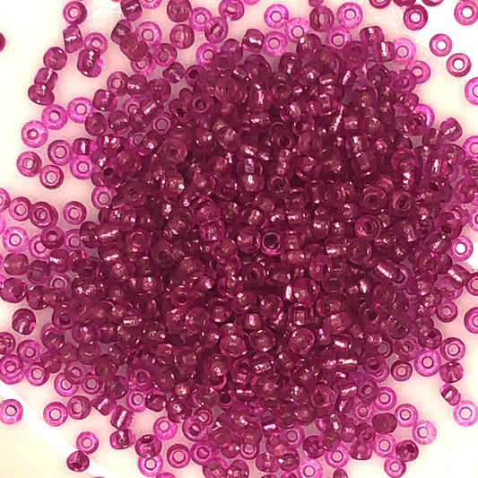 11/0 Silver Lined Transparent Dark Pink Seed Beads, 5 or 10 gm