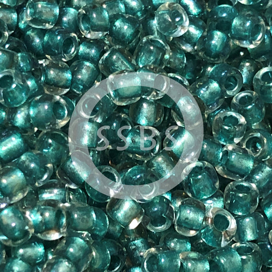 TOHO TR-8-264   8/0 Teal Lined Crystal Rainbow Seed Beads, 5 or 10 Grams