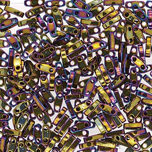 Miyuki Quarter Tila QTL-188 5 x 1.2 mm  Metallic Purple Gold Iris Beads - 5 or 10 gm