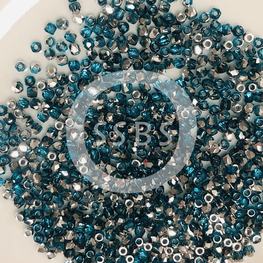 Czech Fire Polish FPR0260020-27001 True 2 mm Aqua Labrador Crystal Beads - 50 Beads