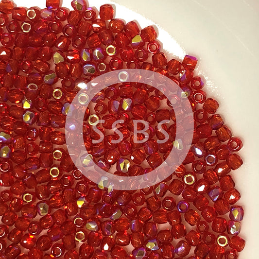 Czech Fire Polish FPR0290080-28701 True 2 mm Siam AB Crystal Beads - 50 Beads