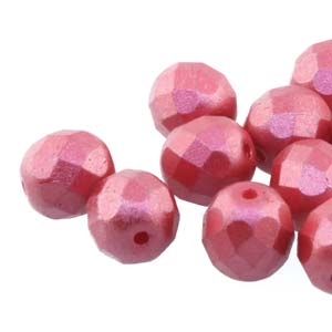 Czech Fire Polish 6-FPR0425010 Pastel Dark Coral Faceted Glass Beads, 4 mm - 38 Beads