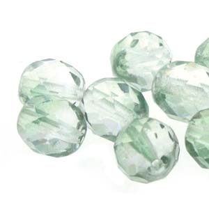 Czech Fire Polish 6-FPR0614257 Crystal Mint Faceted Glass Beads, 6 mm - 2 or 25 Beads