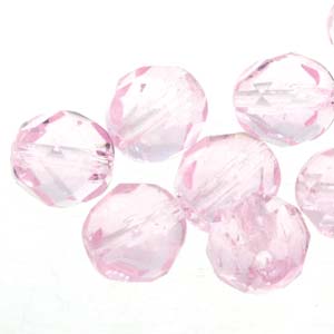Czech Fire Polish 6-FPR047020 Pink Faceted Glass Beads, 4 mm - 38 Beads