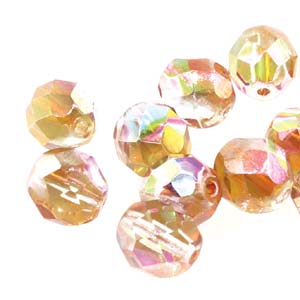 Czech Fire Polish 6-FPR0400030-98535 Crystal Orange Rainbow Faceted Glass Beads, 4 mm, 40 Beads