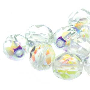 Czech Fire Polish 6-FPR040001AB Crystal AB Faceted Glass Beads, 4 mm, 38 Beads