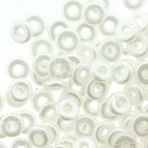 Czech O Bead 3.8 x 1 mm 25001 Pastel White Beads (Circle, Zero, Donut) - 5 or 10 gm