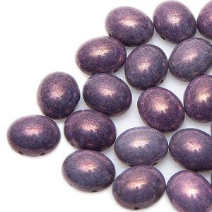 Czech 10 x 12 mm Oval Candy Beads 02010-15726 Purple Vega, 2 Holes -15 Beads