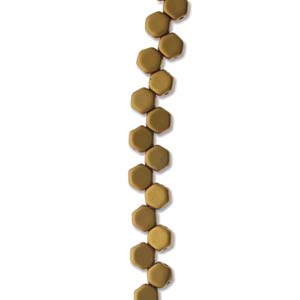 Czech Honeycomb 6 mm 00030-01740  Crystal Bronze Gold 2-Hole Beads - 30 Beads