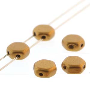 Czech Honeycomb 6 mm 00030-01740  Crystal Bronze Gold 2-Hole Beads - 30 Beads