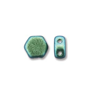 Czech Honeycomb 6 mm 02010-94104  Motley Viridian (Blue/Green) 2-Hole Beads - 30 Beads