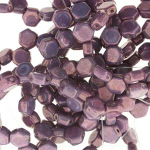 Czech Honeycomb 6 mm 03000-15726  Purple Vega 2-Hole Beads - 30 Beads