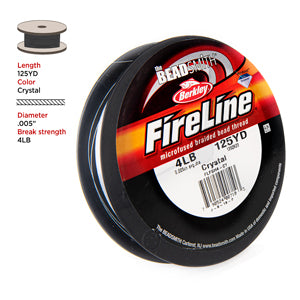 Berkley Fireline 4 lb. Crystal, 125 Yards Microfused Braided Bead Thre –