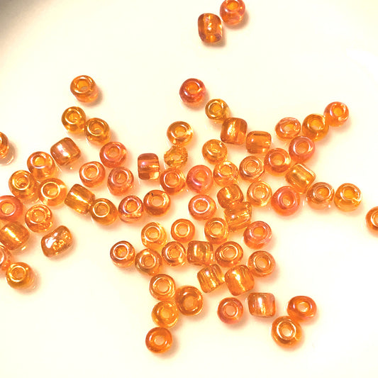 6/0  Transparent Orange Luster Seed Beads - 4 or 5 gm
