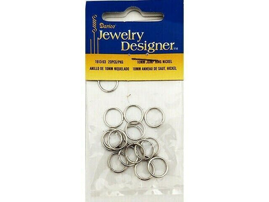 Darice Jewelry Designer 10 mm 18-Gauge Nickel Split Jump Rings  - 20 Rings