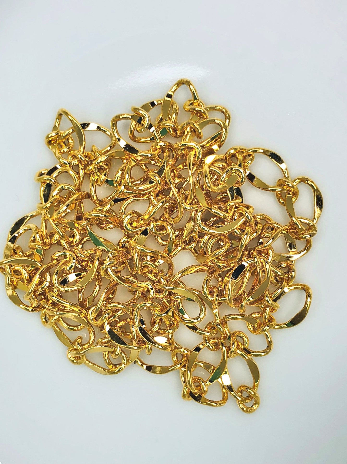 Gold Plated Fancy Curb Chain, 5 x 8 mm - 12 Inches