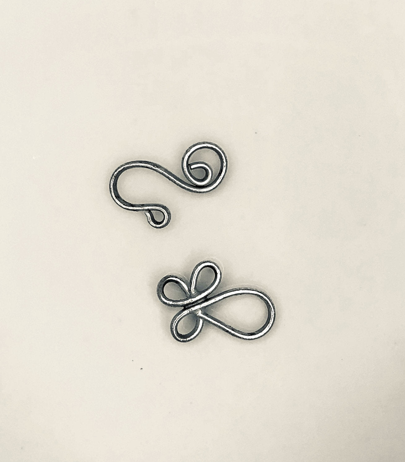 Antique Silver Plated Swirly Hook and Eye Clasp, 8 x 22 mm