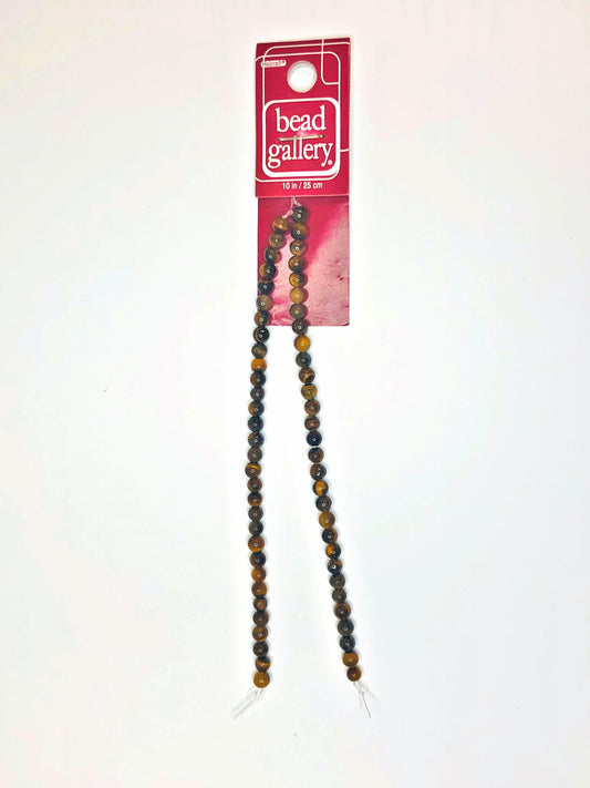 Bead Gallery Tiger's Eye Semi-Precious Smooth Stone Round Beads, 4 mm - 60 Beads