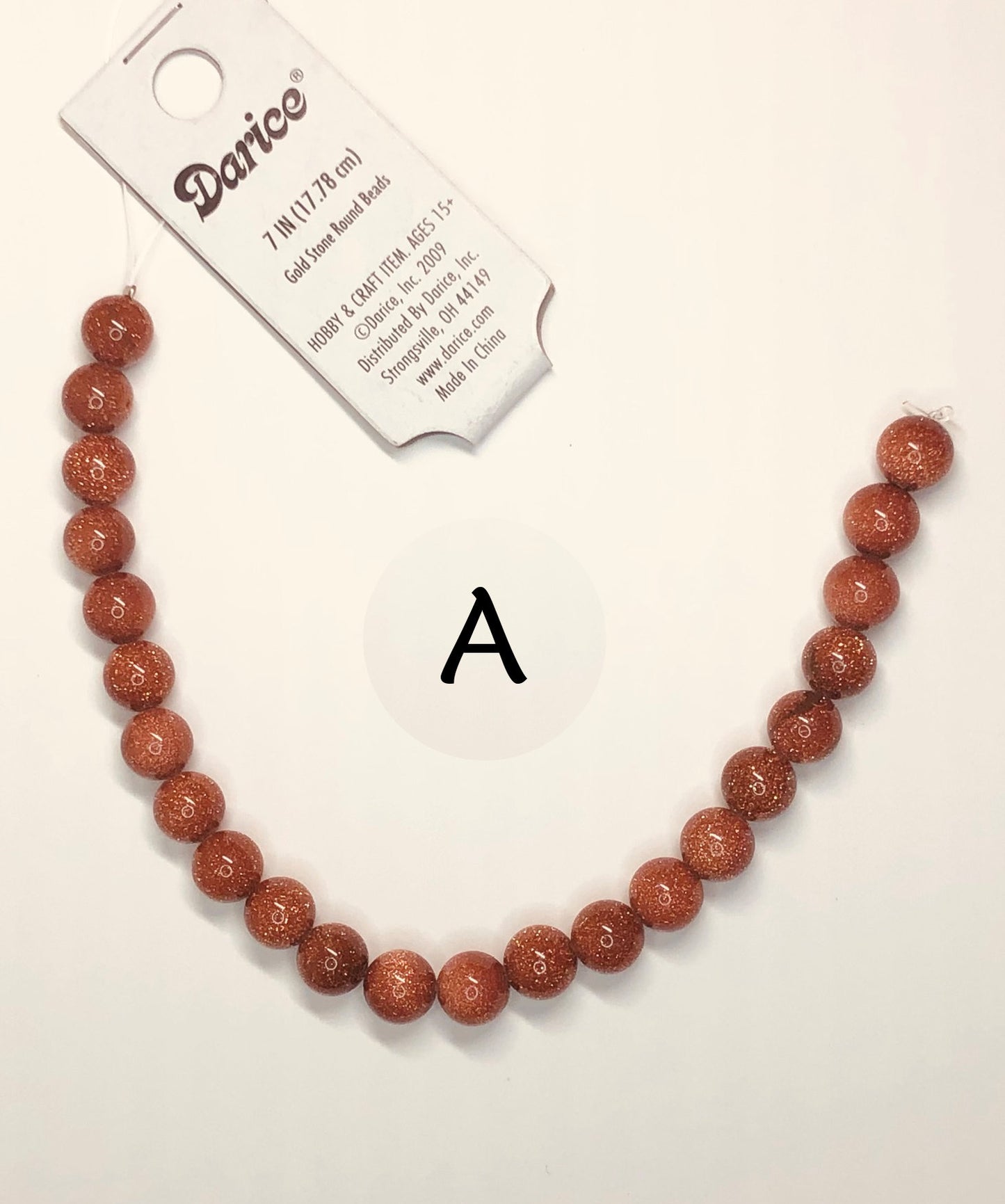 Darice Goldstone Semi-Precious Round Beads, 8 mm - 22 Beads - Strand A, B or C
