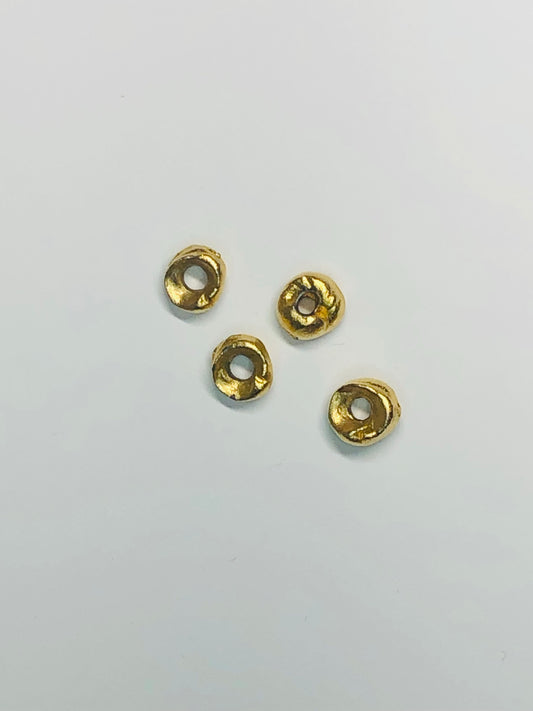Vintage Gold Foil Beads, 8 x 5 mm - 4 Beads