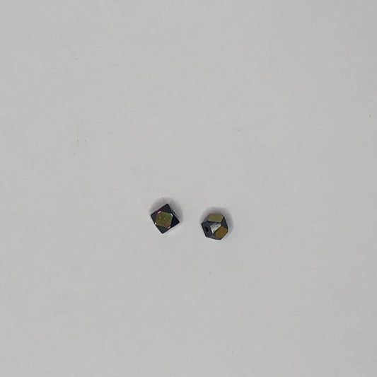 Jet Black AB Cornerless Cube Glass Beads, 4 mm - 2 Beads