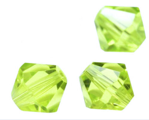 Light Olivine 4 mm Faceted Crystal Bicone Beads, 25 Beads