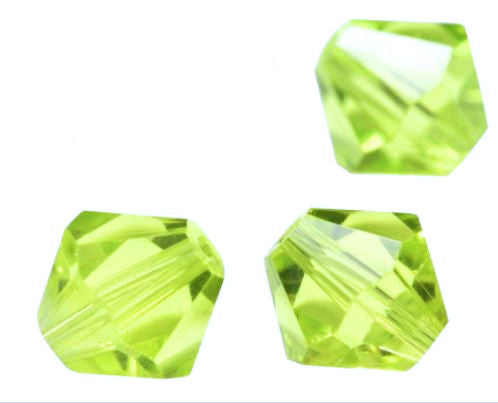 Perles toupies en cristal à facettes olivine claire de 4 mm, 25 perles