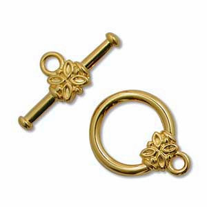 Gold Plated Toggle Clasp, 14 mm Circle, 20 mm Bar