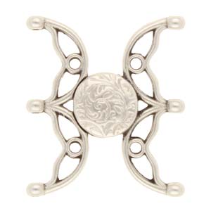 Cymbal™ Volakas III 8/0 Antique Silver Plated Magnetic Clasp, 24.3 x 27.6 mm - 1 Clasp