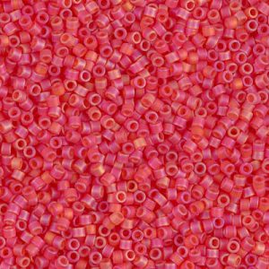 Miyuki Delica DB856 / DB0856 11/0 Perles de cylindre/tube AB rouge clair transparent mat, 5 ou 10 g