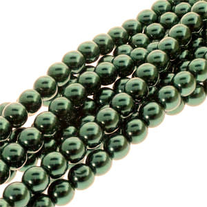 Deep Emerald Round Glass Pearls, 4 mm - 30 Beads