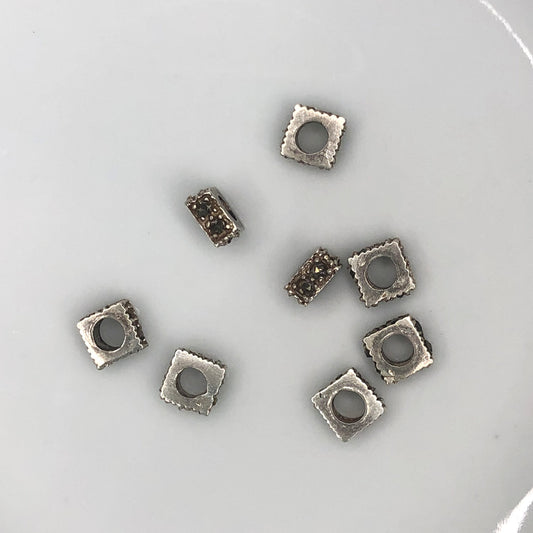 Antique Silver Plated Bali Square Metal Beads, 6 mm - 8 Beads