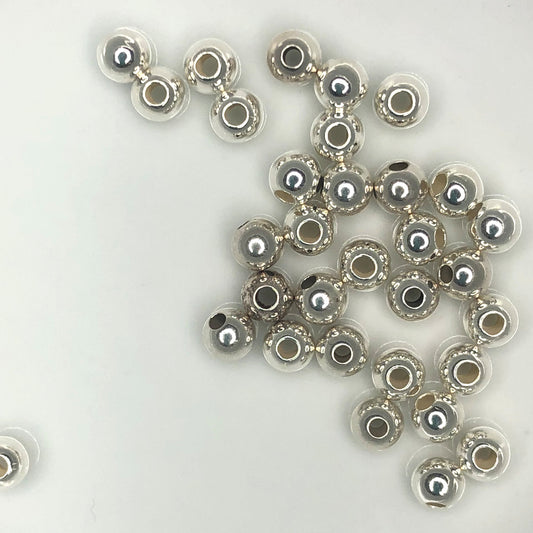 Sterling Silver Round Metal Beads, 5 mm - 32 Beads - 1.5 mm Hole