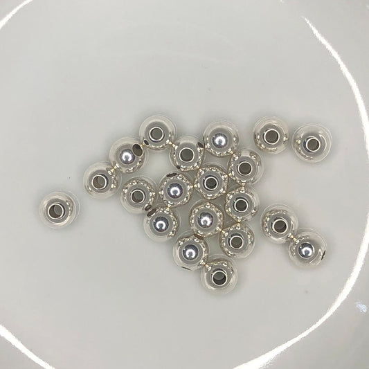 Sterling Silver Round Metal Beads, 6 mm - 20 Beads - 1.5 mm Hole