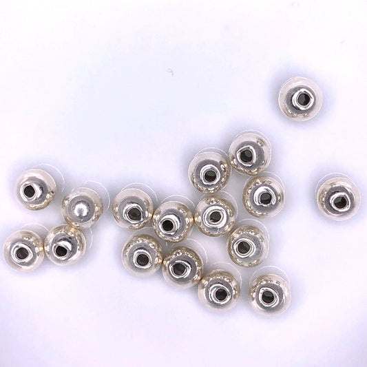 Sterling Silver Round Metal Beads, 6 mm - 17 Beads - 1 mm Hole