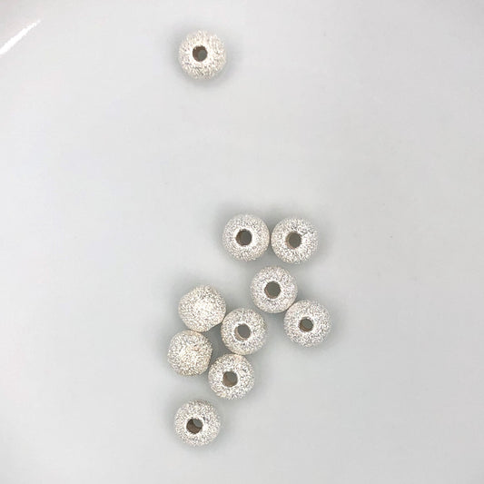 Sterling Silver Stardust Round Metal Beads, 5 mm - 10 Beads - 1 mm Hole