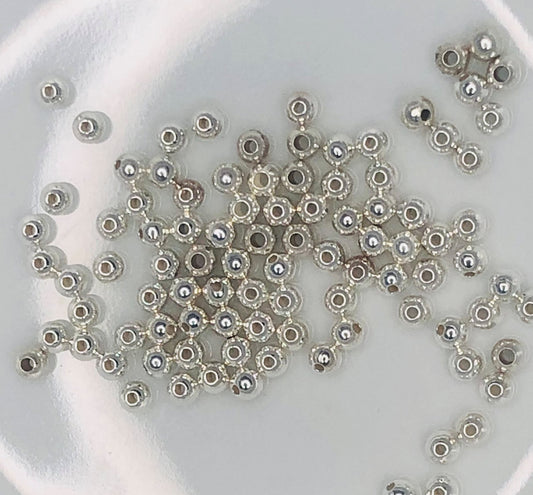 Sterling Silver Round Metal Beads, 3 mm - 50 or 100 Beads