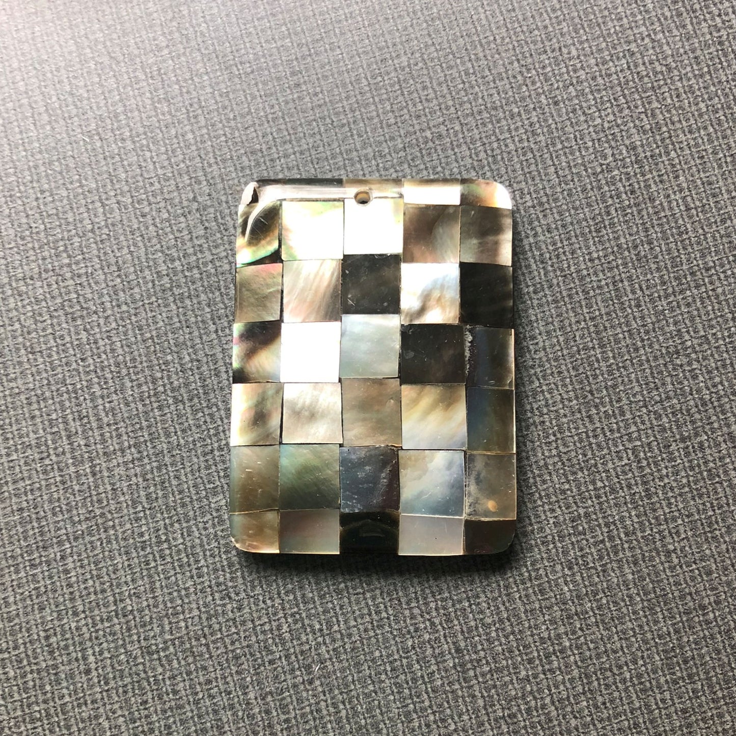 Black Lip Shell Rectangular Squares Beige, Black, Gray Pendant / Focal, 40 x 30 mm