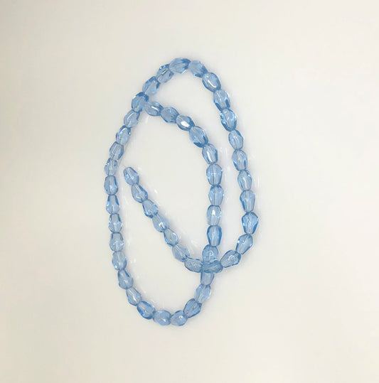 Transparent Light Blue Faceted Teardrop Glass Beads, 8 x 6 mm - 50 Beads