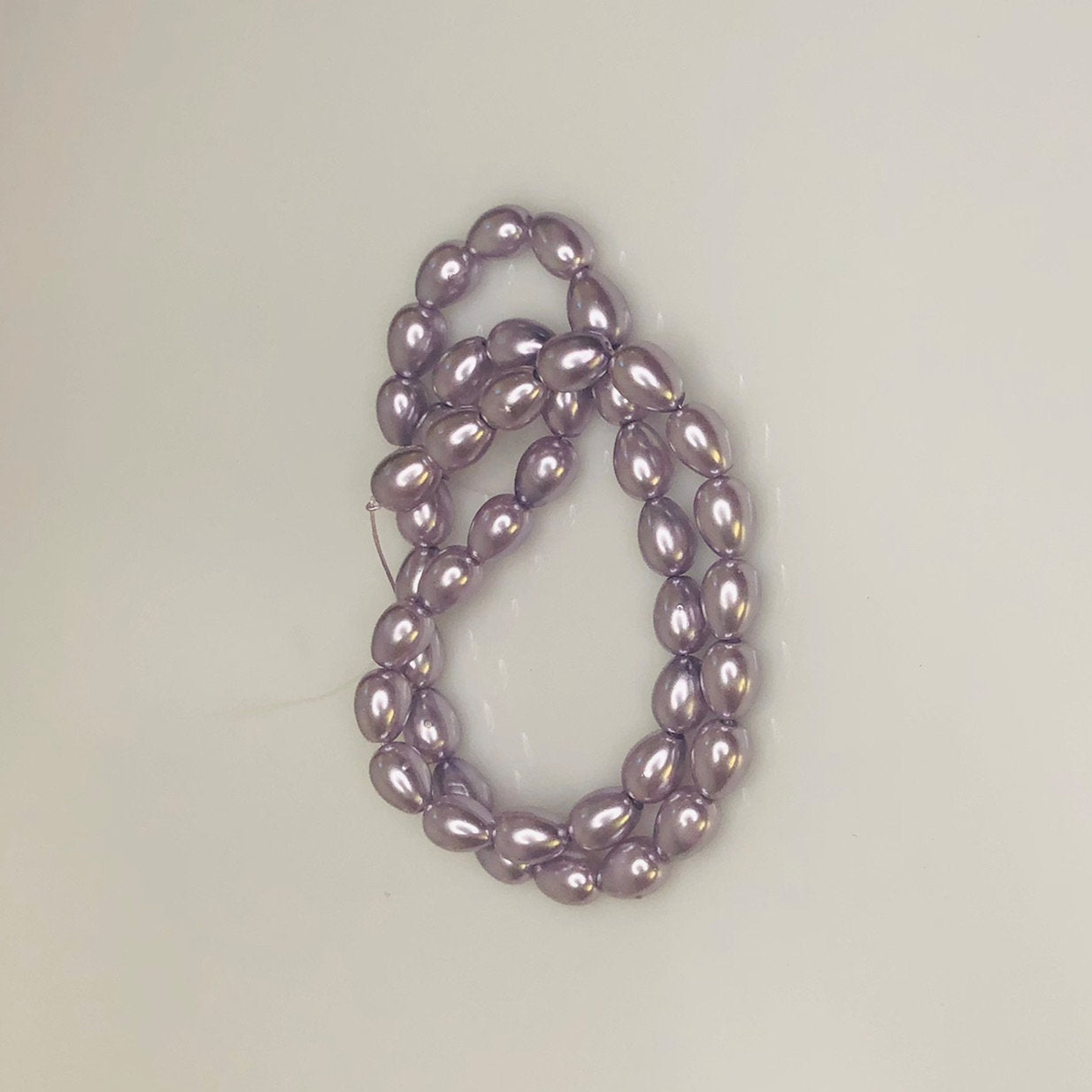 Lilac Teardrop Glass Pearl Beads, 9 x 7 mm - 15-Inch Strand