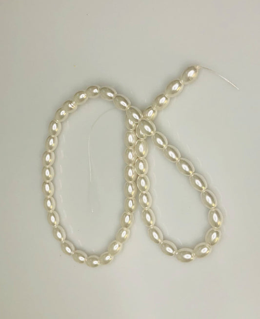 Cream Barrel Pearl Glass Beads, 11 x 8 mm - 15-Inch Strand