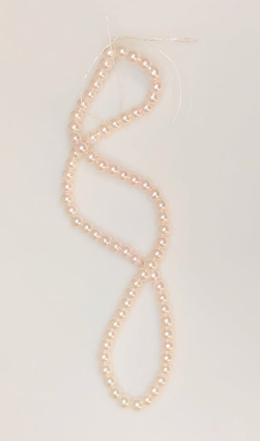 Light Pink Round Glass Pearls, 6 mm - 75 Beads/Strand