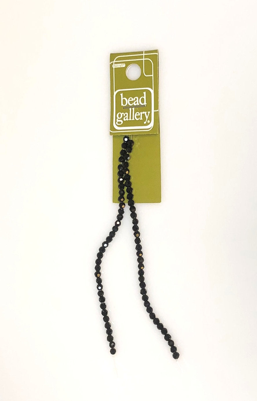 Bead Gallery Black Faceted Round Glass Beads, 3 mm - 70 Beads