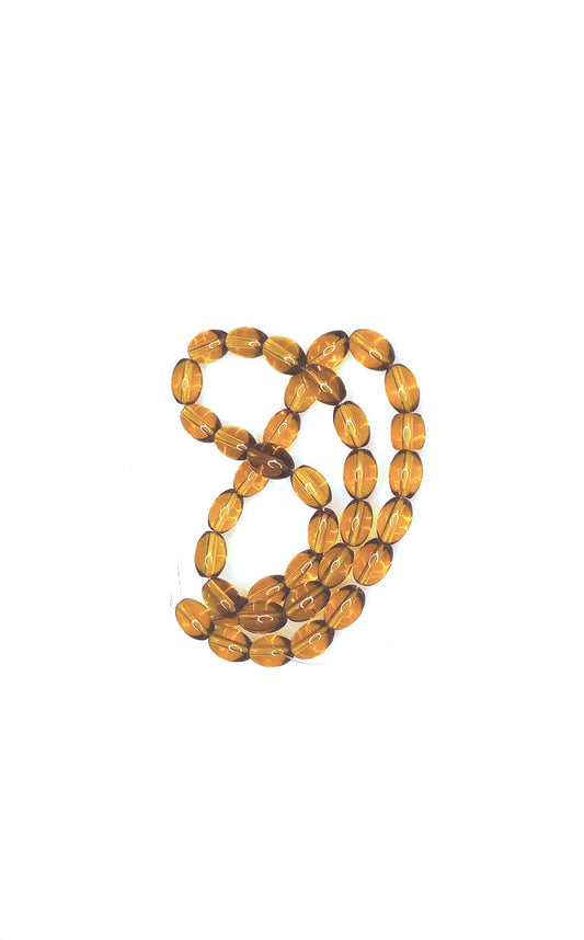 Transparent Topaz Brown Oval Glass Beads, 9 x 6 mm - 12-Inch Strand