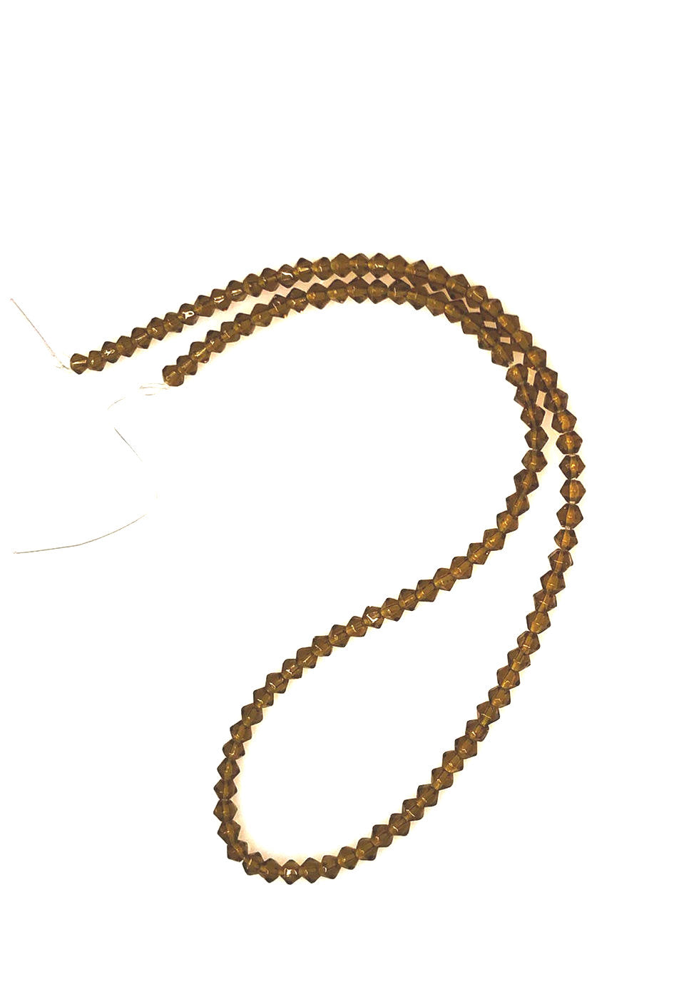 Transparent Topaz / Brown Faceted Bicone Glass Beads, 3 mm - 14-Inch Strand